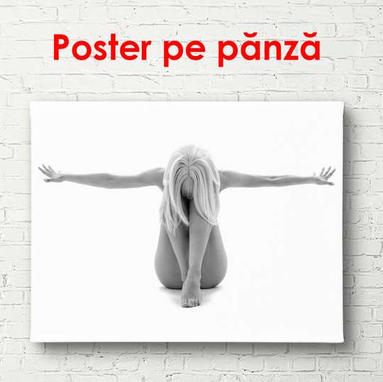 Poster - Fata pe un fond alb, 90 x 60 см, Poster înrămat