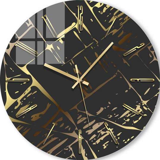 Ceas din sticlă - Auriu cu negru, 40cm