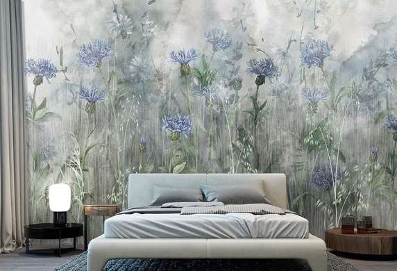 Wall Mural - Blue flowers in the grass