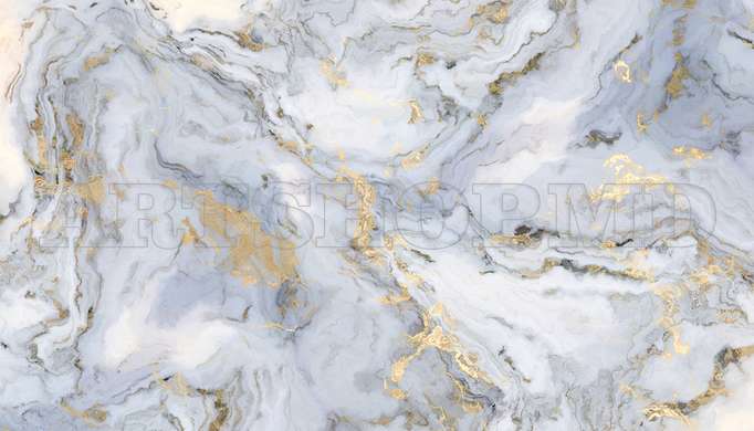 Wall mural - Gray marble texture with gold