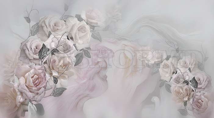 Wall mural - Branches of tender roses