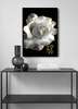 Постер - Белая роза с золотым контуром, 60 x 90 см, Постер на Стекле в раме, Цветы