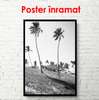 Poster - Palmieri pe mal, 30 x 60 см, Panza pe cadru, Alb Negru