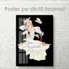 Poster - Fată anime pe un fundal negru, 60 x 90 см, Poster inramat pe sticla
