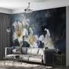 Wall mural - Lily flowers on a blue - dark gray background