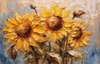 Modular picture, Painted sunflower bouquet, 108 х 60