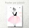 Poster - Cute ballerina, 60 x 90 см, Framed poster on glass, For Kids
