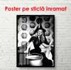 Poster - Girl in a witch costume, 30 x 45 см, Canvas on frame, Black & White
