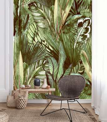 Фотообои - Тропические зеленые листья пальм