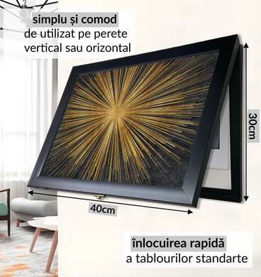 Tablou Multifuncțional, Soarele Auriu, 40x60cm, Ramă neagră