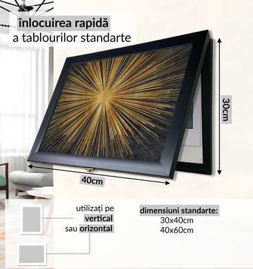 Tablou Multifuncțional, Soarele Auriu, 40x60cm, Ramă neagră