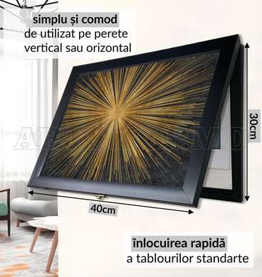 Tablou Multifuncțional - Soarele Auriu, 40x60cm, Ramă neagră