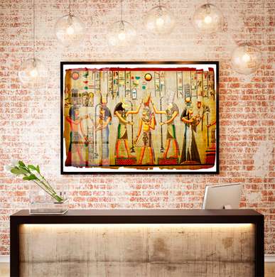 Poster - Retro painting with history on parchment, 90 x 60 см, Framed poster, Vintage