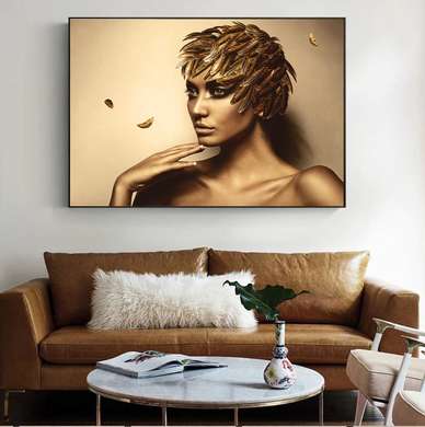 Framed Painting - Girl in gold, 120 x 90 см