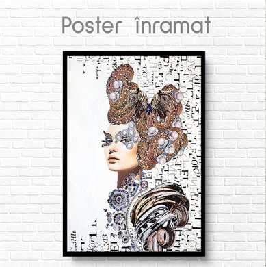 Постер - Гламурная девушка, 60 x 90 см, Постер на Стекле в раме