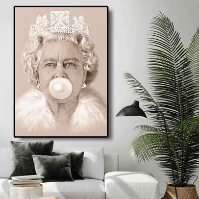 Poster - Portretul Reginei Elisabeta 2, 60 x 90 см, Poster inramat pe sticla