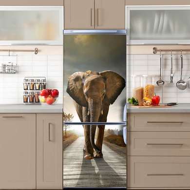 Stickere 3D pentru uși, Elefantul înfuriat, 60 x 90cm, Autocolant pentru Usi