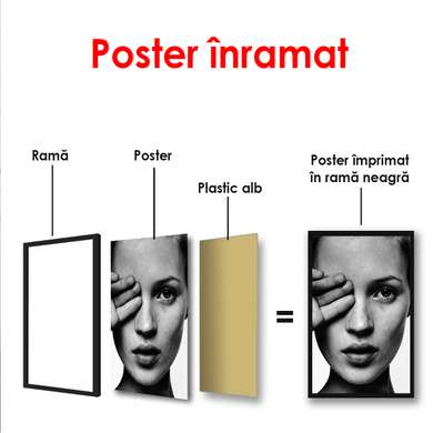 Poster - Kate Moss covered her eye with her hand, 60 x 90 см, Framed poster