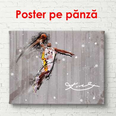Постер - Абстрактный футболист на деревянном фоне, 90 x 60 см, Постер в раме, Спорт