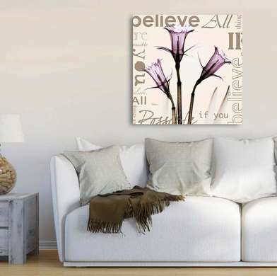 Постер - Фиолетовые цветы, 100 x 100 см, Постер в раме, Прованс