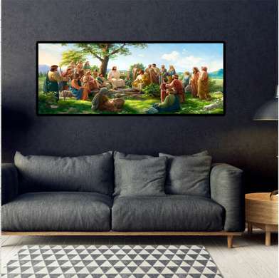 Постер - Иисус Христос и его ученики, 60 x 30 см, Холст на подрамнике