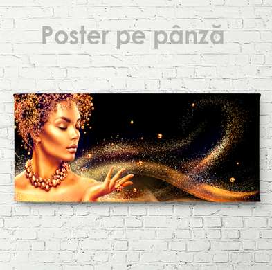 Постер - Золотой прах, 150 x 50 см, Постер на Стекле в раме, Гламур