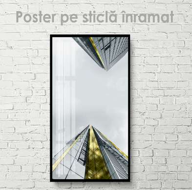 Poster - Vedere dejos spre nori, 45 x 90 см, Poster inramat pe sticla
