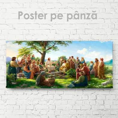 Постер - Иисус Христос и его ученики, 60 x 30 см, Холст на подрамнике