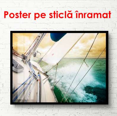 Poster - Walk on the waves on a yacht, 90 x 60 см, Framed poster, Marine Theme
