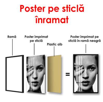 Постер - Кейт Мосс прикрыла глаз рукой, 60 x 90 см, Постер в раме, Личности