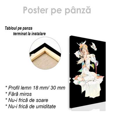 Poster - Anime girl on a black background, 60 x 90 см, Framed poster on glass, For Kids