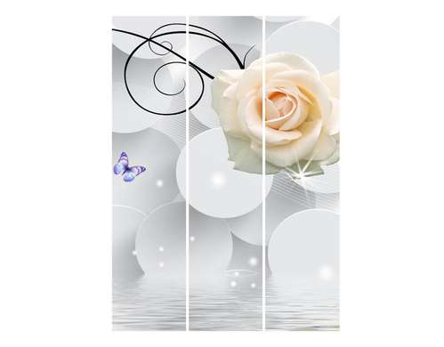 Screen - Roses beige on a three-dimensional background, 7