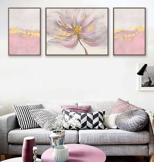 Постер - Розовый цветок, 40 x 60 см-X2 60 x 90 см - X1, Холст на подрамнике, Наборы