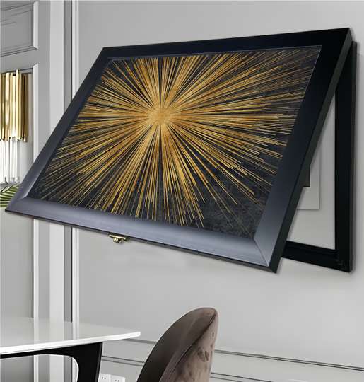 Мультифункциональная Картина, Золотое солнце, 40x60cm, Черная Рама