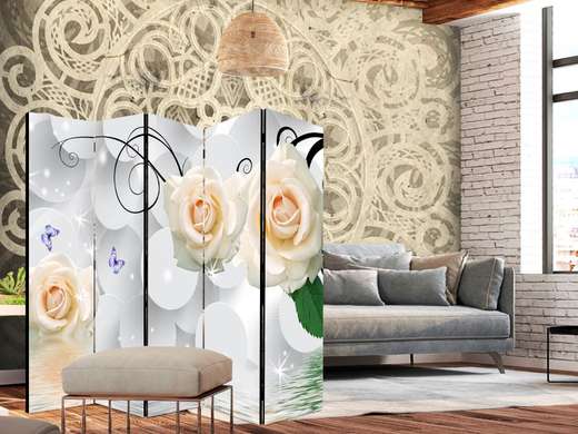 Screen - Roses beige on a three-dimensional background, 7