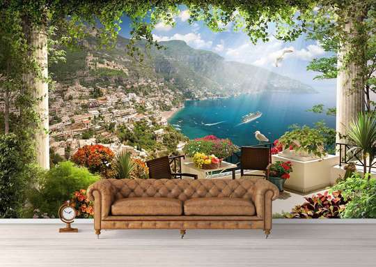 Wall Mural - Terrace with a beautiful view of the lake.