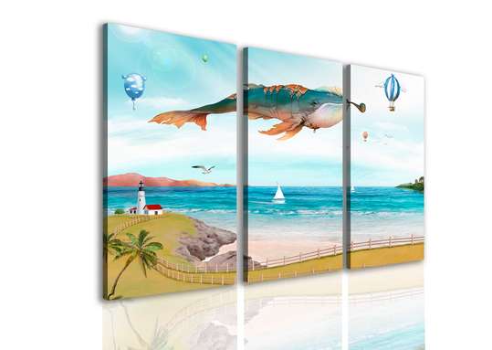 Tablou Pe Panza Multicanvas, Balena fantastică pe cer., 70 x 50