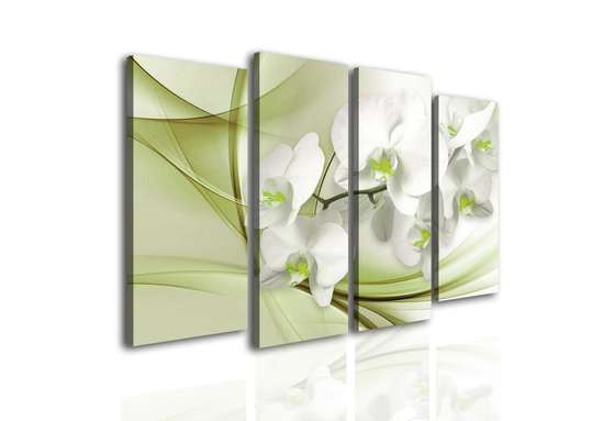 Модульная картина, Орхидея на зеленом фоне., 198 x 115