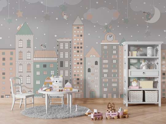 Wall mural for the nursery - Night town