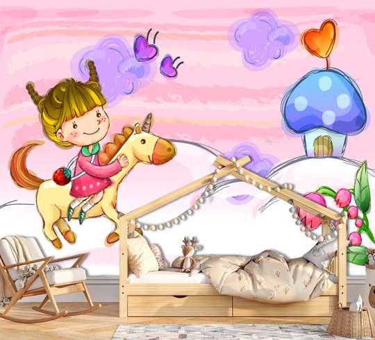 Nursery Wall Mural - Cute girl in a fairy tale world