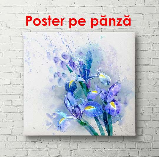 Poster - Watercolor irises, 40 x 40 см, Canvas on frame