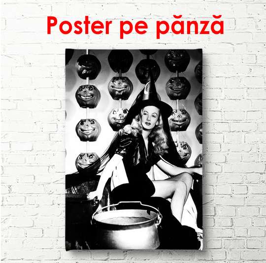 Poster - Girl in a witch costume, 30 x 45 см, Canvas on frame