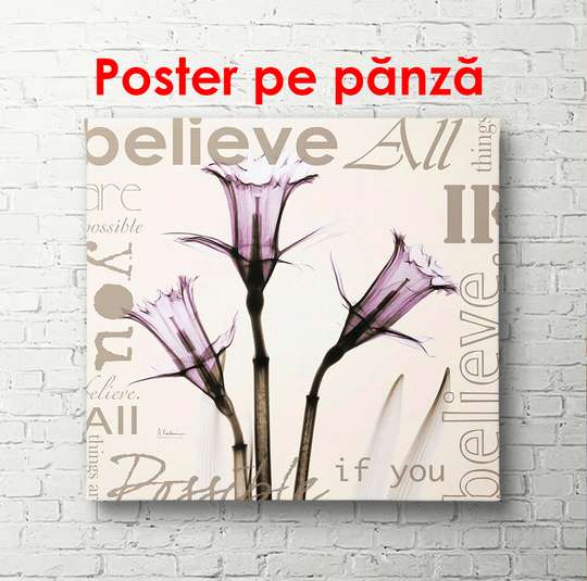 Poster - Flori purpurii, 100 x 100 см, Poster înrămat