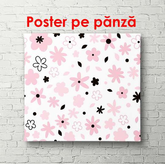 Постер - Розовые цветочки, 100 x 100 см, Постер в раме, Для Детей