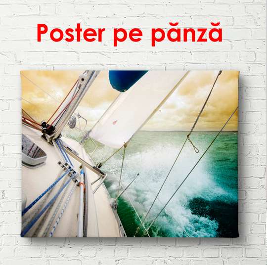 Poster - Walk on the waves on a yacht, 90 x 60 см, Framed poster