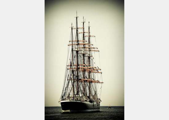 Fototapet - O navă de pirați cu vele albe