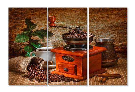 Tablou Pe Panza Multicanvas,Set pentru iubitorii de cafea