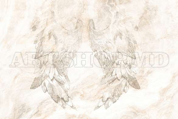 Wall mural - Wings on beige background