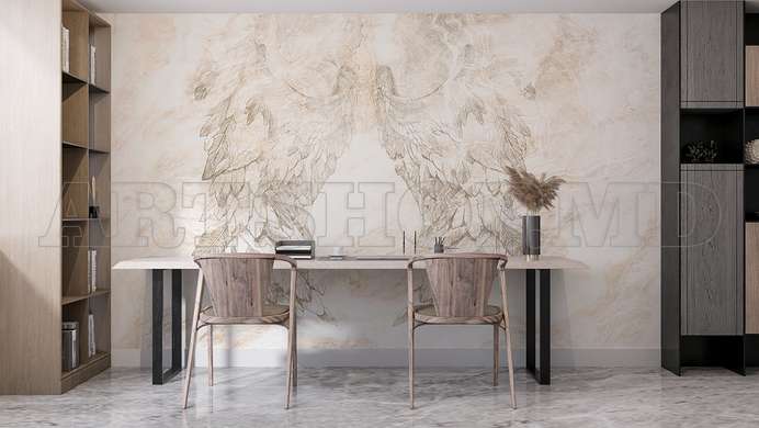 Wall mural - Wings on beige background