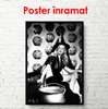 Poster - Girl in a witch costume, 30 x 45 см, Canvas on frame, Black & White